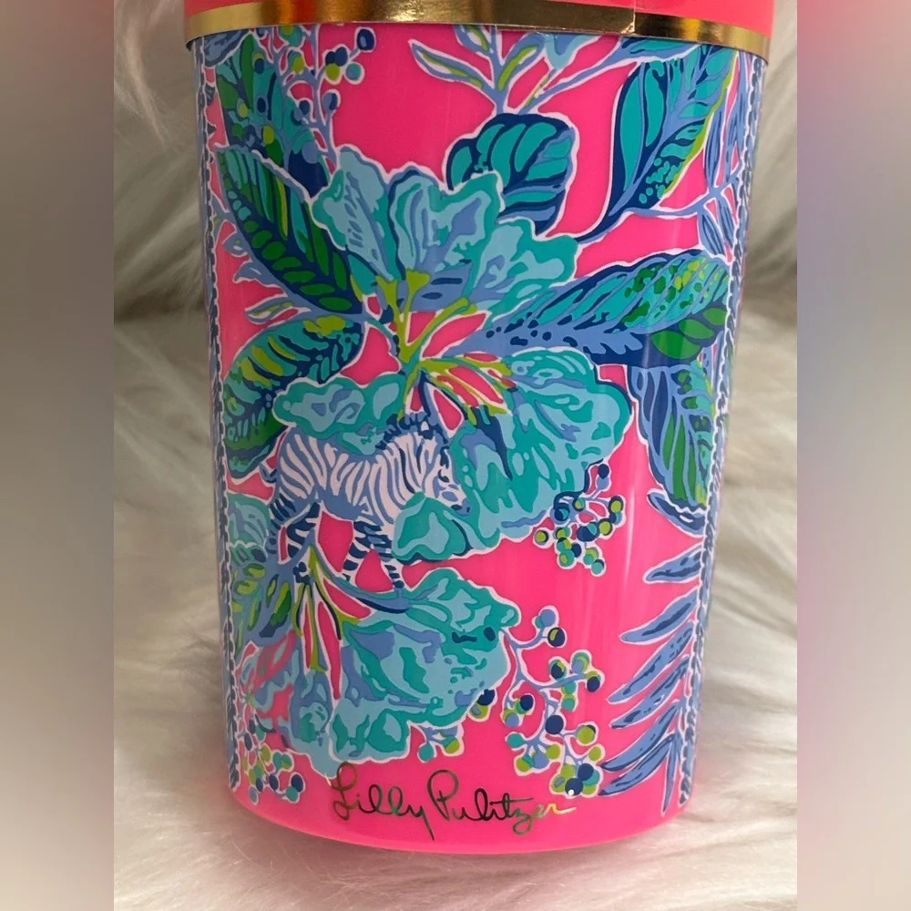Lily Pulitzer Pink Floral Tumbler with Straw 24 Oz NWT